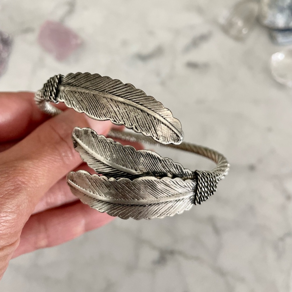Feather Fashion Bracelet Cuff that’s malleable and adjustable to your wrist size